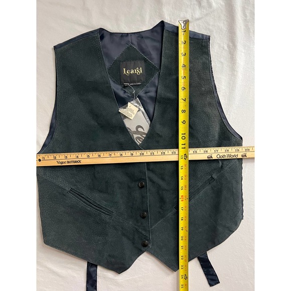 Learsi Vest Navy Blue Leather Medium New With‎ Tags - Picture 3 of 9